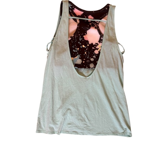 Justice Mint and Black “Gymnastics”‎ Tank Top with Built In Bra - Picture 4 of 4